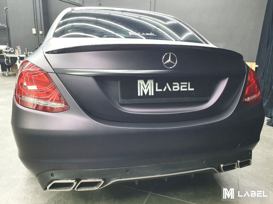 Mercedes Benz W205 Full Vinyl Wrap - Matte Black Purple, Car ...