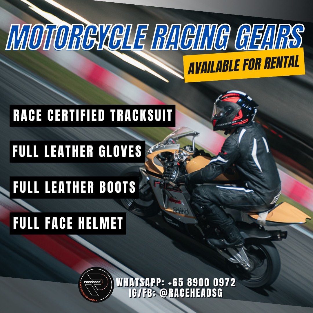 RENTAL Motorcycle Racing Gears (Suit/helmet/boots/gloves), Motorcycles, Motorcycle Apparel on