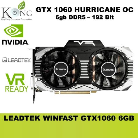 NVIDIA GEFORCE GTX 1060 6GB (LEADTEK) Videocard.. (Category: Computer Parts) located in Mandaluyong City. Submitted by kingkongcomputercorp (Listing ID 1209117107, Image 1). Description: Thank you for visiting the King Kong Computer Corp., Carousell store.😉 NVIDIA GEFORCE GTX 1060 LEADTEK SPECIFICATION: (USED) WinFast GTX 1060 HURRICANE OC 6G *Pascal-based GPU *Base clock 1531 MHz *Boost clock 1746 MHz *6GB,192-bit GDDR5X *8008 MHz Memory clock 