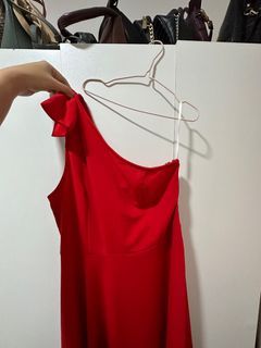 One sided red dress