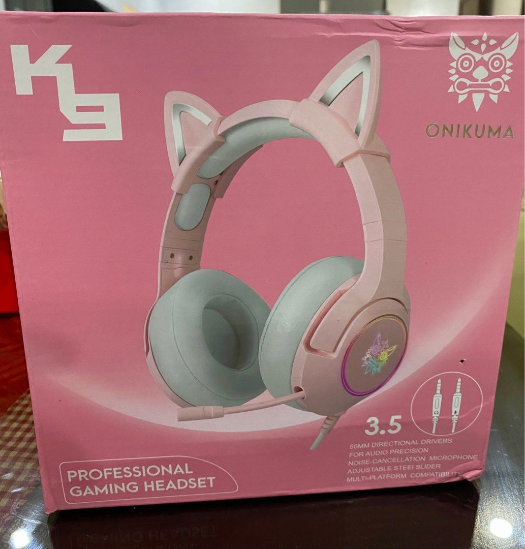 Onikuma pink gaming headset sales with removable cat ears