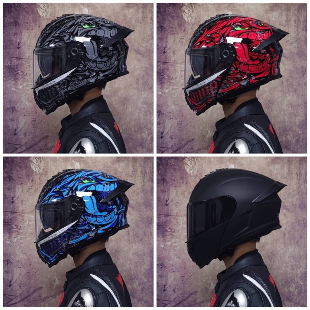 ORZ motorbike modular helmet with double visor and DOT certification