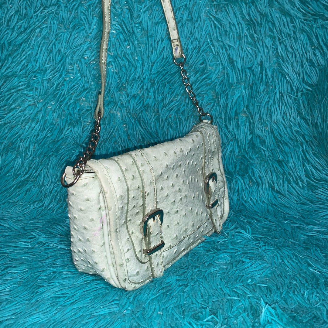 Ostrich leather chain Sling bag, Women's Fashion, Bags & Wallets, Cross