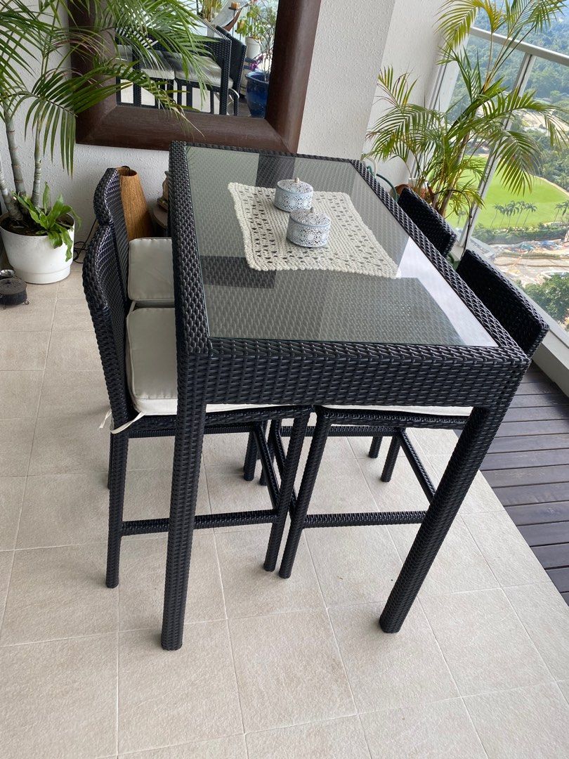 Outdoor high Table And Chairs, Furniture & Home Living, Outdoor