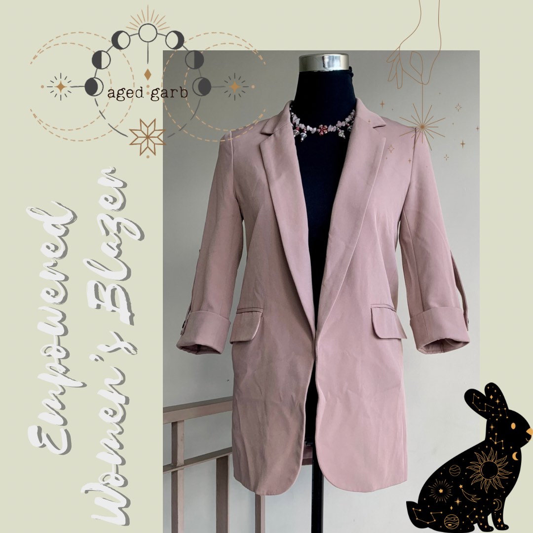 Pale Pink Long Blazer, Women's Fashion, Coats, Jackets and Outerwear on