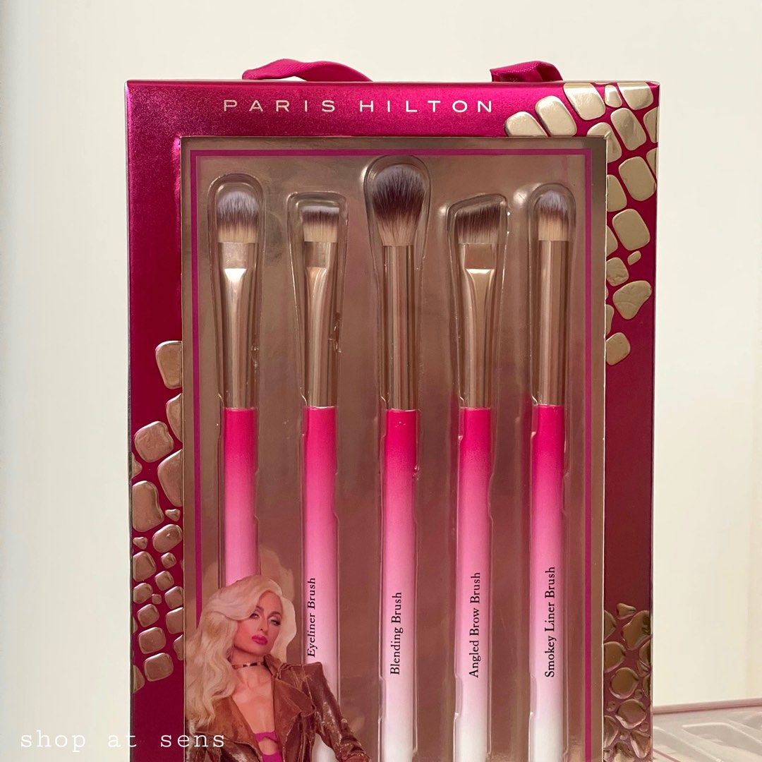 Paris Hilton tumbler and 5 piece brush set pretty and chill new