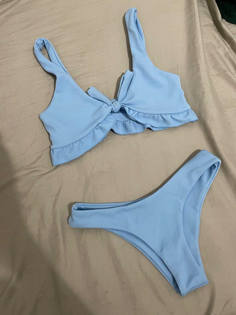 Pastel Blue Bikini (Category: Bikinis & Swimsuits) located in Manila. Submitted by gwacheongirl (Listing ID 1209189394, Image 1). Description: Lightly used and in good condition Has a small stain on the ribbon area .