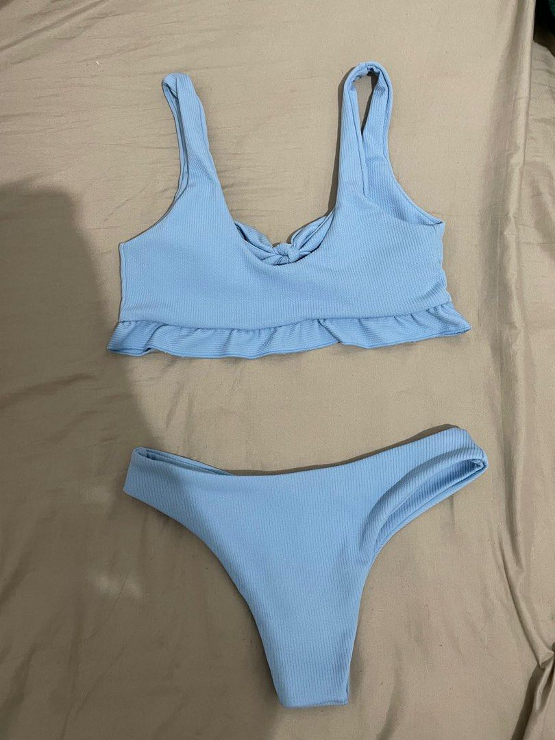 Pastel Blue Bikini (Category: Bikinis & Swimsuits) located in Manila. Submitted by gwacheongirl (Listing ID 1209189394, Image 2). Description: Lightly used and in good condition Has a small stain on the ribbon area .