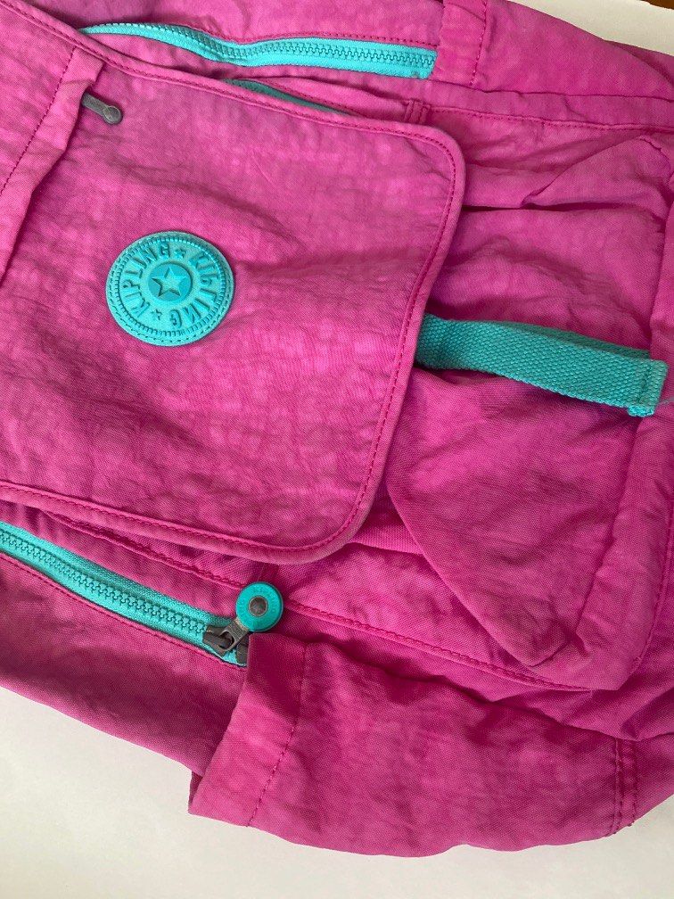 Pink Kipling backpack school bag big bag large, Women's Fashion, Bags