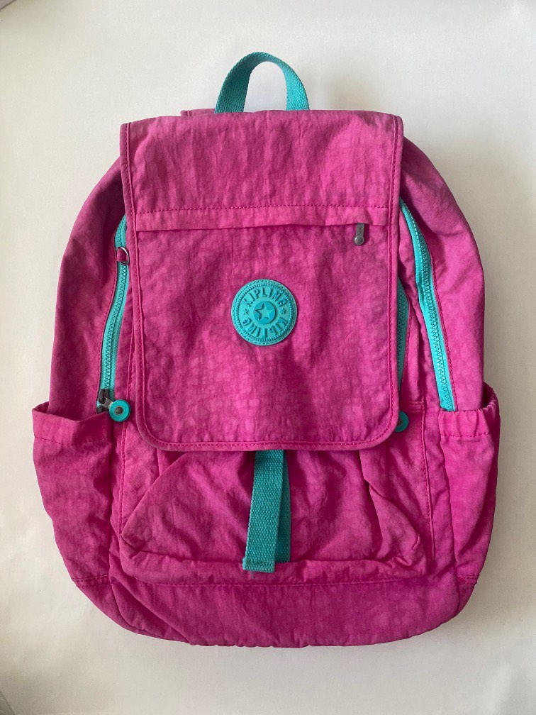 Pink Kipling backpack school bag big bag large, Women's Fashion, Bags