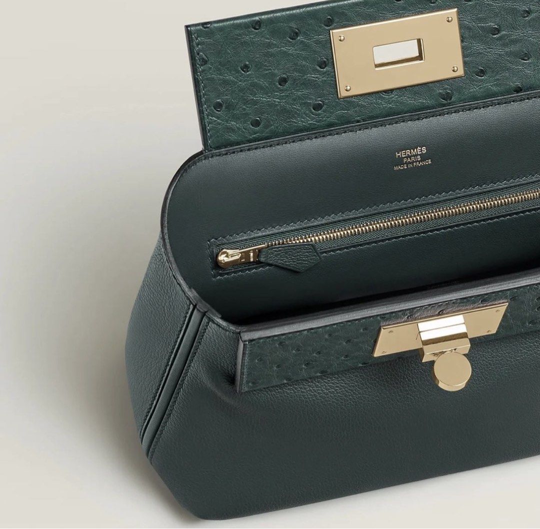 Hermes Roulis mini Vert Amande Ostrich Permabrass, Luxury, Bags & Wallets  on Carousell