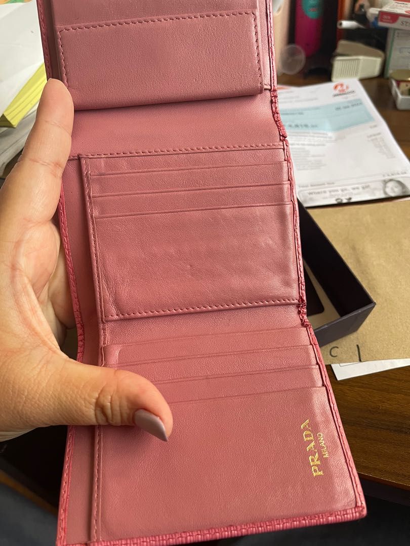 PRADA Small Saffiano Leather Wallet Pink