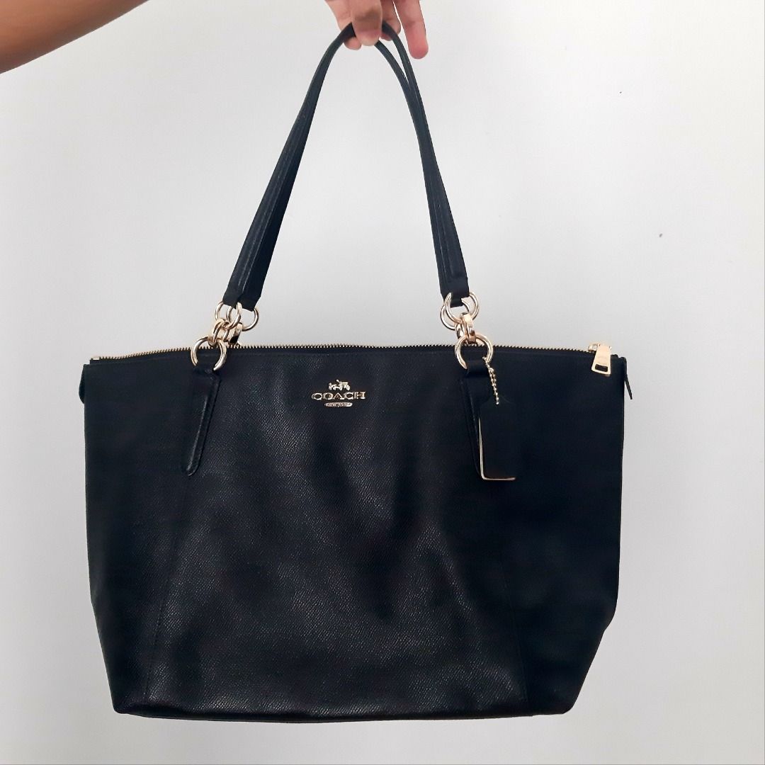 Coach crossgrain ava hotsell tote shoulder bag black