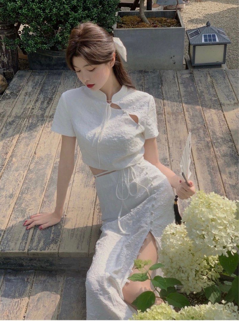 white cheongsam