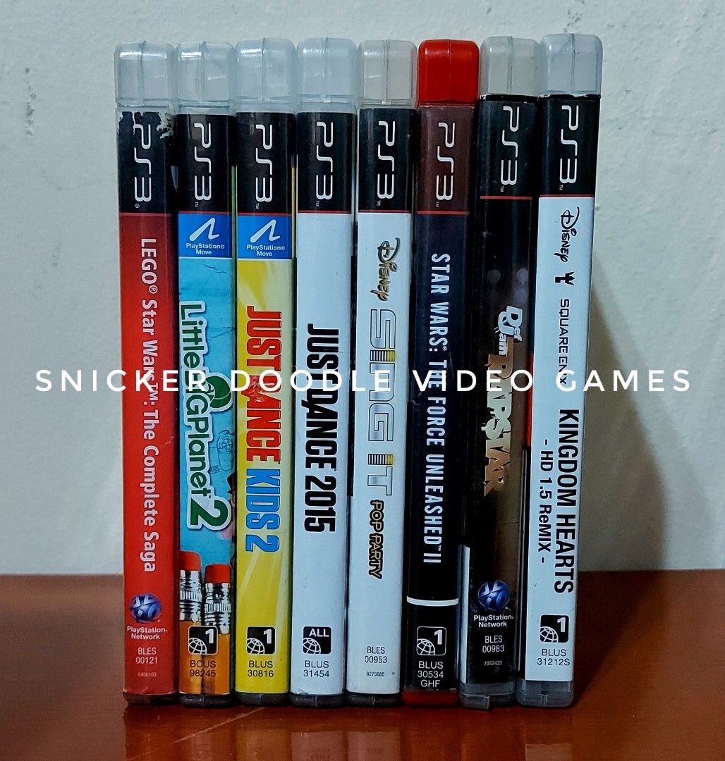 PS3 GAMES COMPLETE WITH MANUAL (Category: PlayStation) located in Manila. Submitted by watchesvideogamestoys (Listing ID 1209070289, Image 1). Description: PS3 GAMES COMPLETE WITH MANUAL: LEGO Star Wars: The Complete Saga - PhP600 Little Big Planet 2 - PhP600 Just Dance Kids 2 - PhP550 Just Dance 2015 - PhP700 Disney Sing It! Pop Party - PhP500 Star Wars: The Force Unleashed II - PhP550 Def Jam Rapstar - PhP500 Kingdom Hearts HD 1.5 ReMix - PhP60