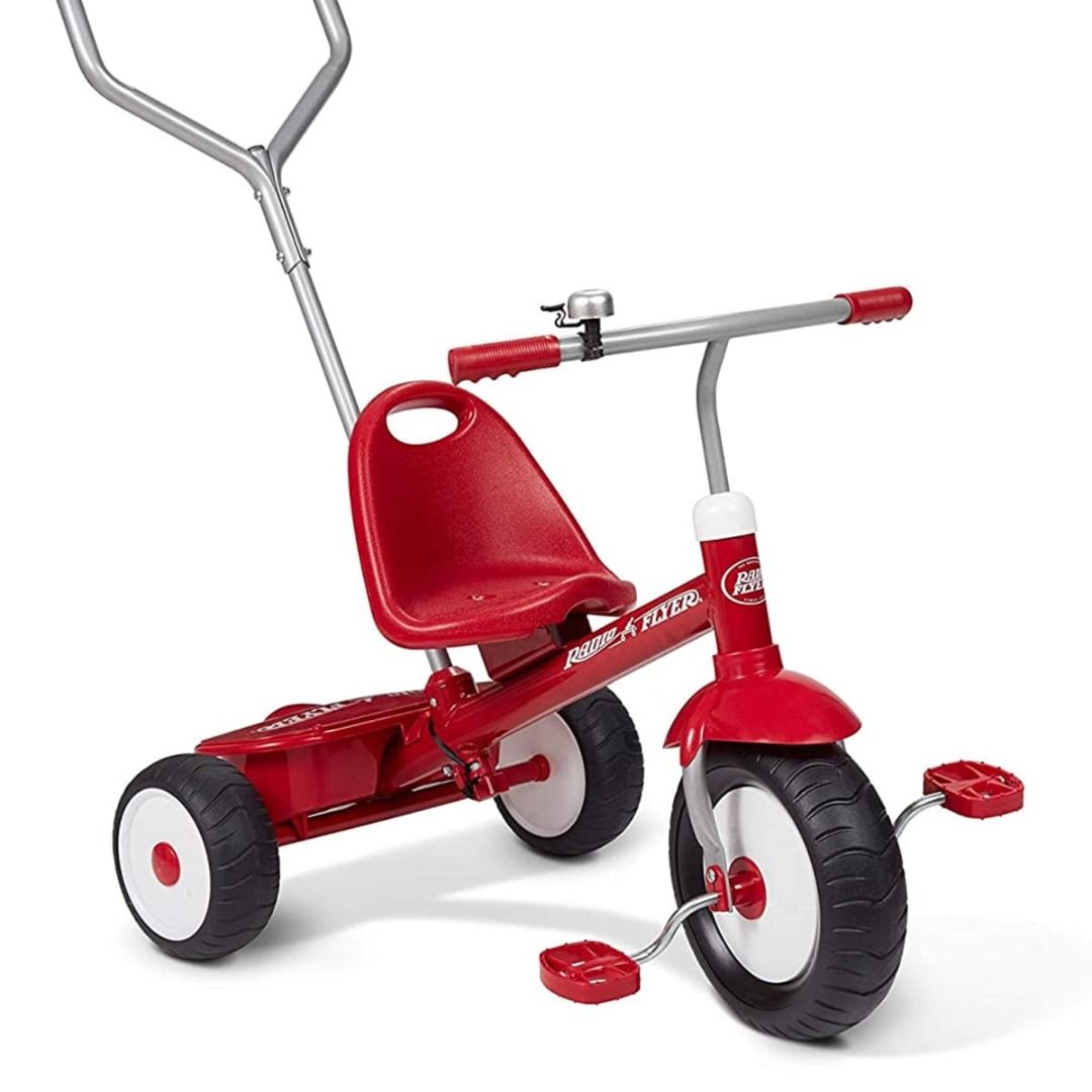 Radio Flyer Deluxe Steer & Stroll Trike red tricycle, Hobbies & Toys