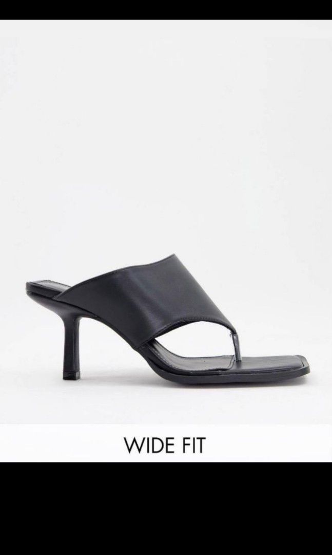 RAID Black Thong Heels Mules Evia Women s Fashion Footwear