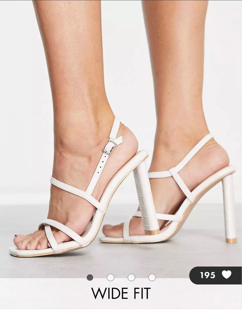 White strappy heels wide fit online
