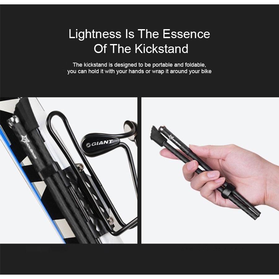 ROCKBROS Carbon Fiber Foldable Bicycle Kickstand Quick Release MTB Road ...