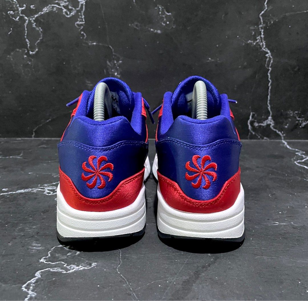 Air max 1 satin university red deep royal blue store