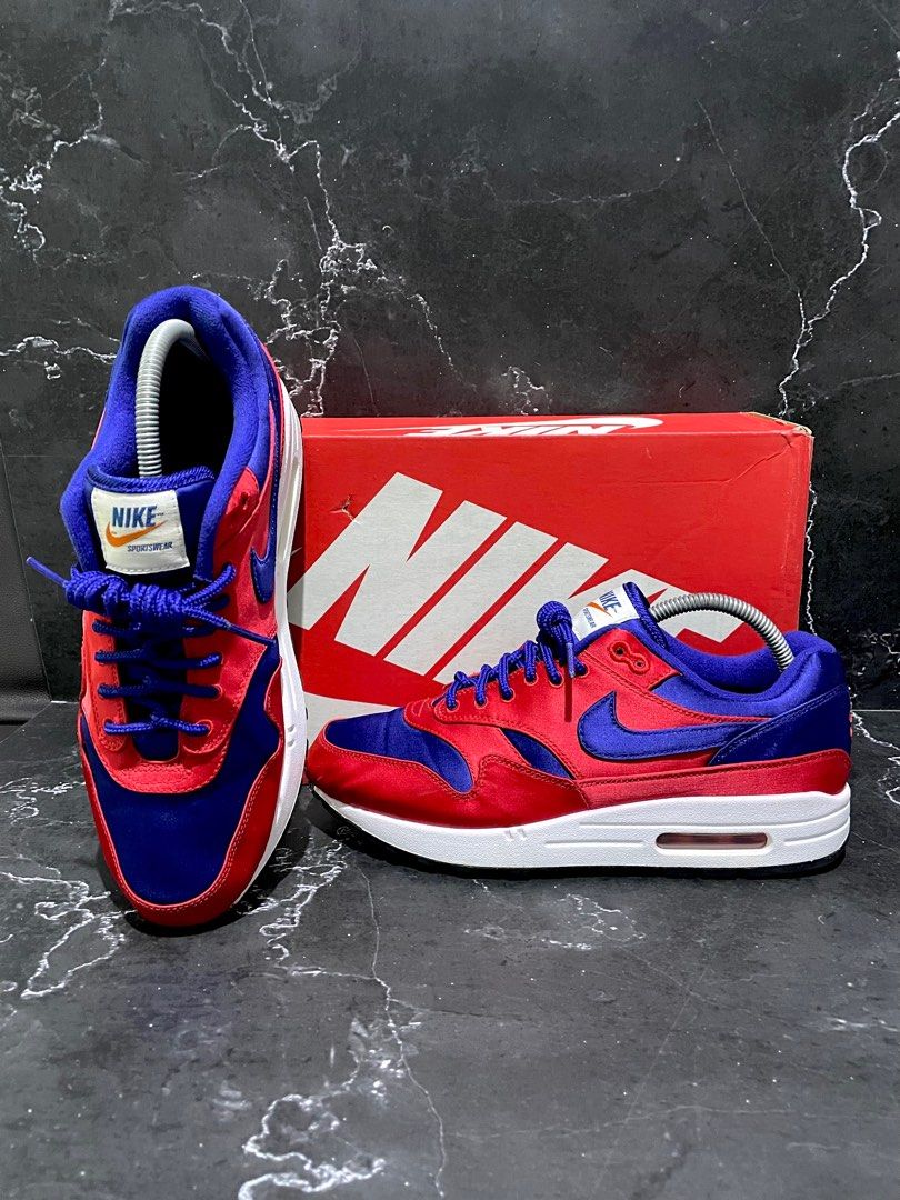 Sepatu Nike Air Max 1 Satin Pack University Red Deep Royal Blue