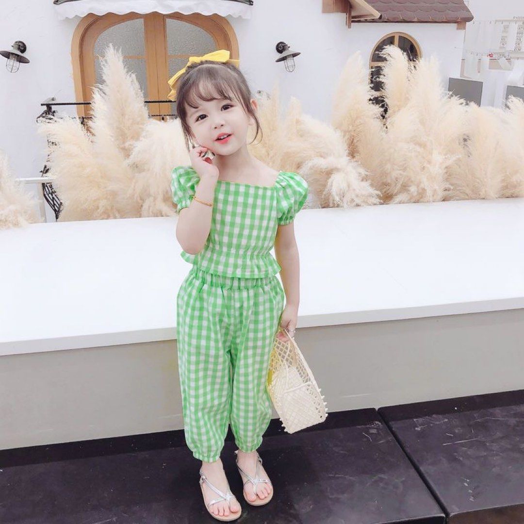 Sexy Green set of blouse and long pants suitable for baby girl age 3-4 yr  old, Babies & Kids, Babies & Kids Fashion on Carousell