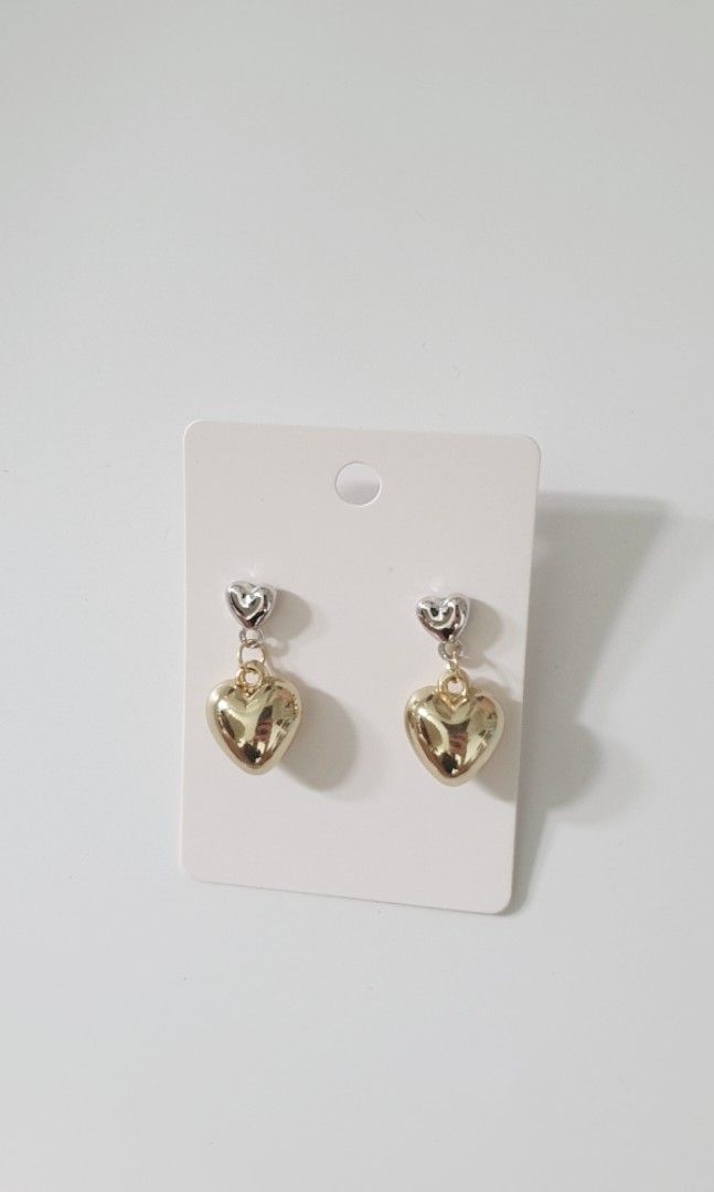 Gold and online silver heart earrings