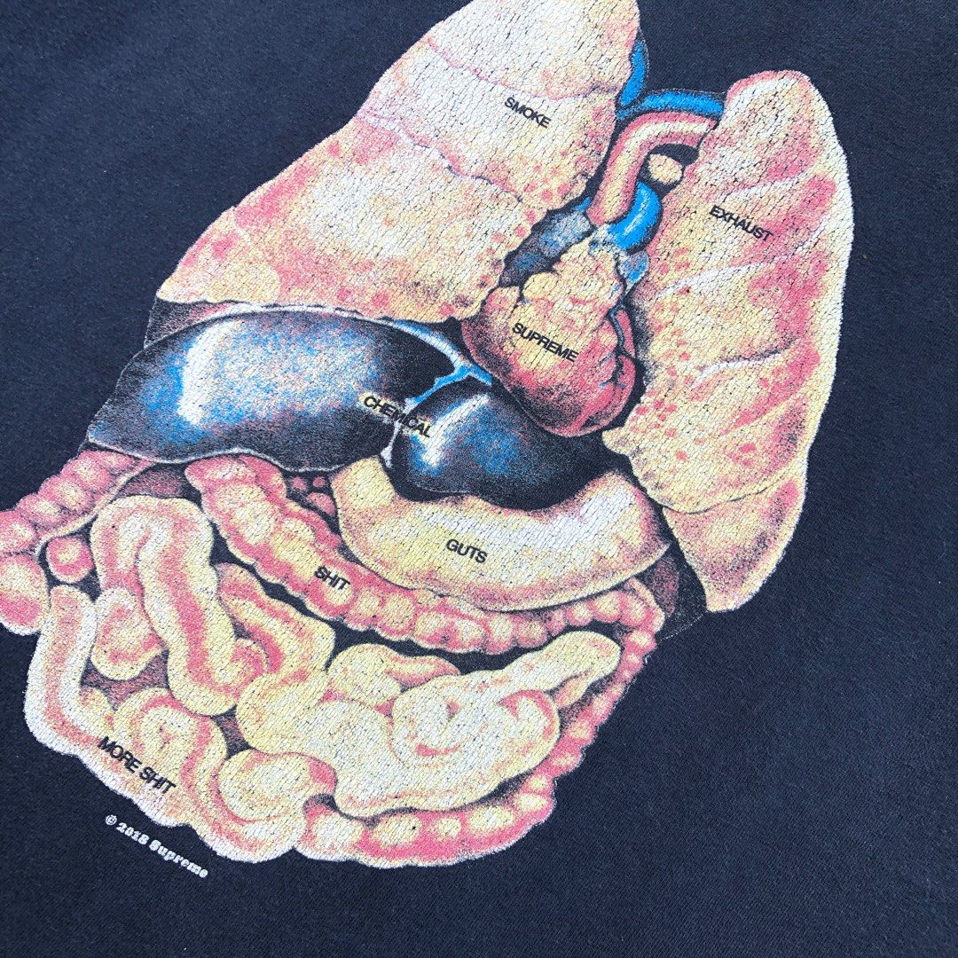 Supreme Lungs Tee Navy Blue Men s Fashion Tops Sets Tshirts