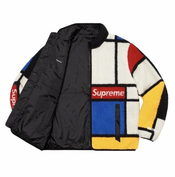 Supreme* Reversible Colorblocked Fleece Jacket 'Red', Men's ...