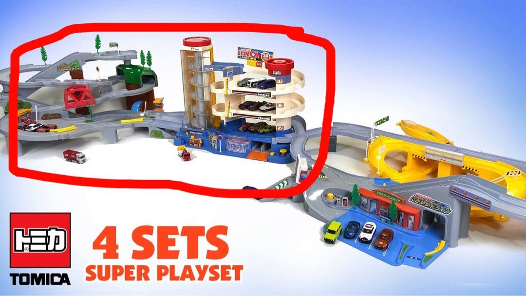 Tomica diecast car tracks, carpark and mountain sets, Hobbies & Toys