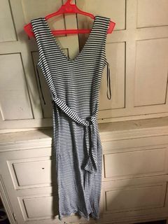 Topshop Midi Striped Dress with Tie