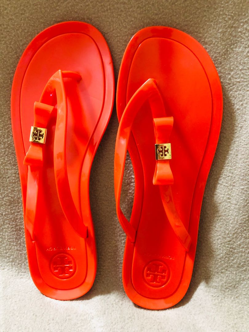 tory burch orange jelly sandals, Women's Fashion, Footwear, Sandals on Carousell