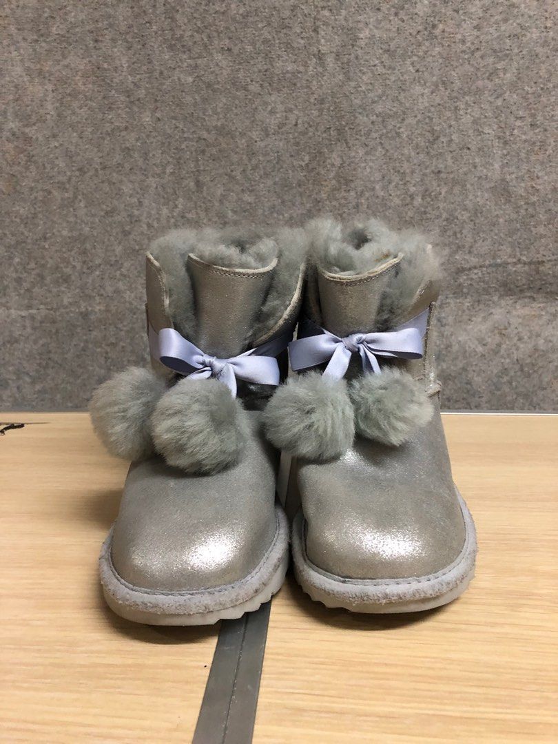 UGG BOOTS AUSTRALIA Kids Gita Metallic Gocld Pom Pom UggPure Pure Wool Classic Winter Boots Ribbons Size US4 Women s Fashion Footwear Boots on Carousell
