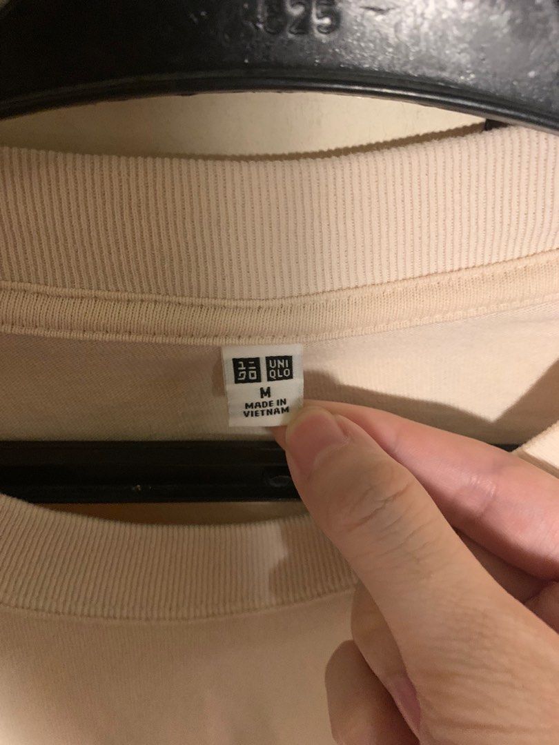 Uniqlo Beige Cotton Sweater (Category: Longsleeves) located in Quezon City. Submitted by jenos (Listing ID 1209181869, Image 2). Description: - wide arm holes / sleeves - cotton oversized wide sleeve neck crew shirt - still in very good quality, fits up to L - rfs decluttering no haggling na po.