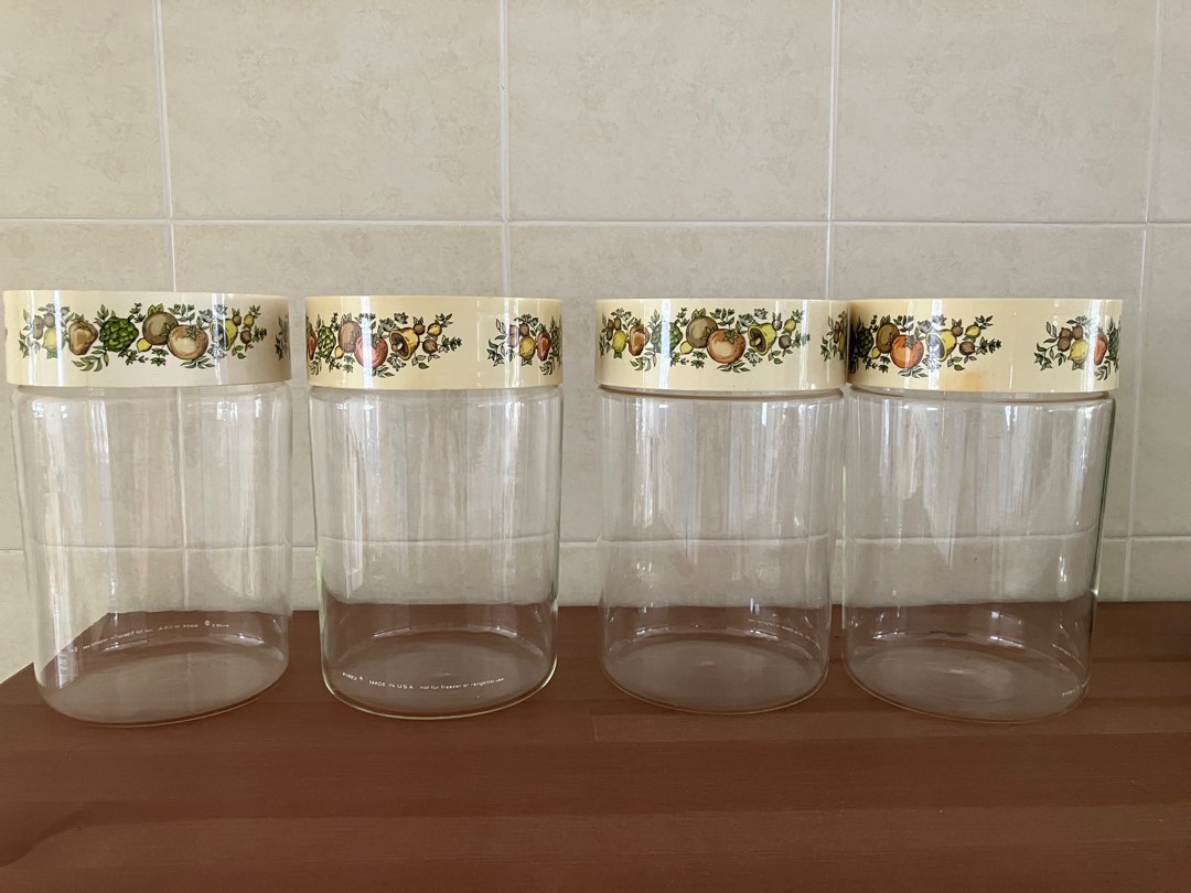 Vintage glass storage containers, Furniture & Home Living, Kitchenware