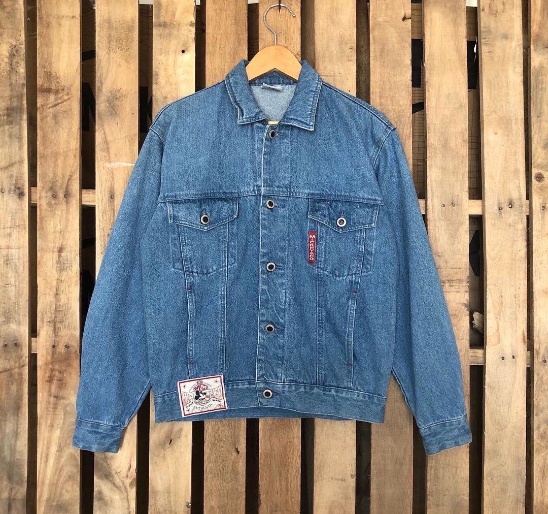 VINTAGE JACKET DENIM MICKEY & CO, Fesyen Pria, Pakaian , Baju