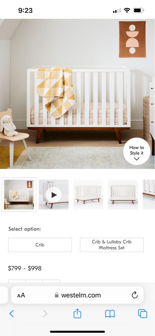 West Elm / Pottery Barn Modern White Crib, Babies & Kids, Baby Nursery