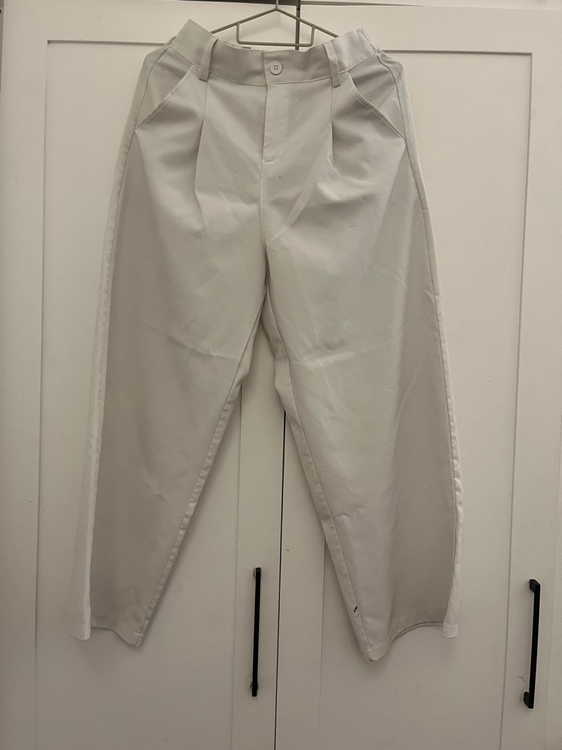 White wide pants, Women's Fashion, Bottoms, Other Bottoms on Carousell