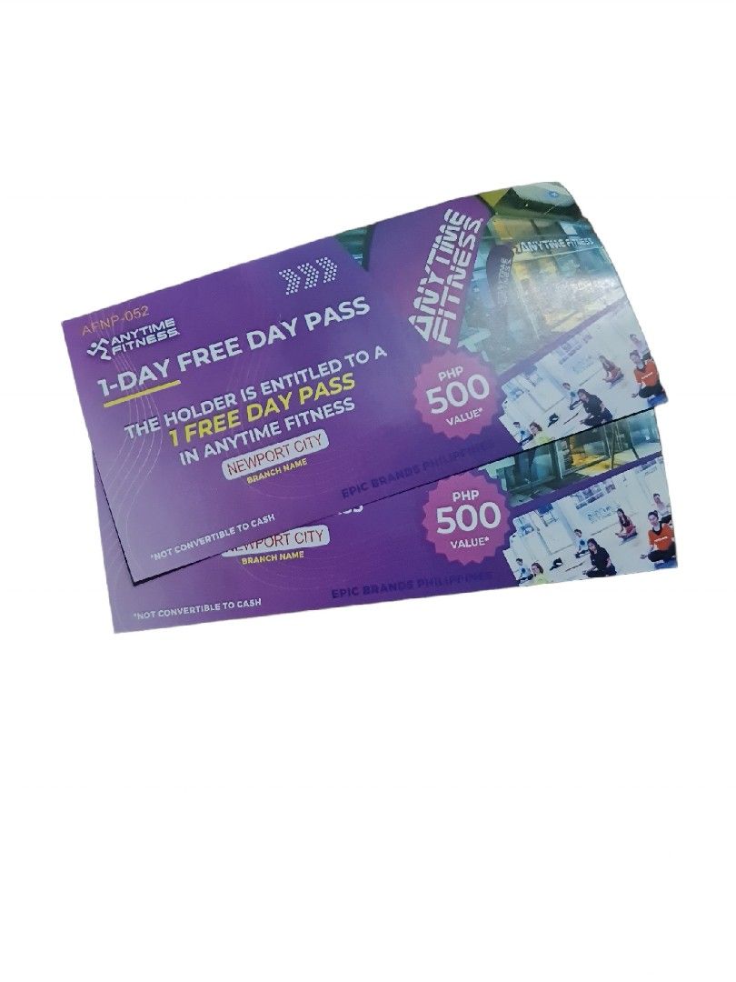 (2) 1Day Passes at Anytime Fitness Newport City, Sports Equipment, Exercise & Fitness, Cardio