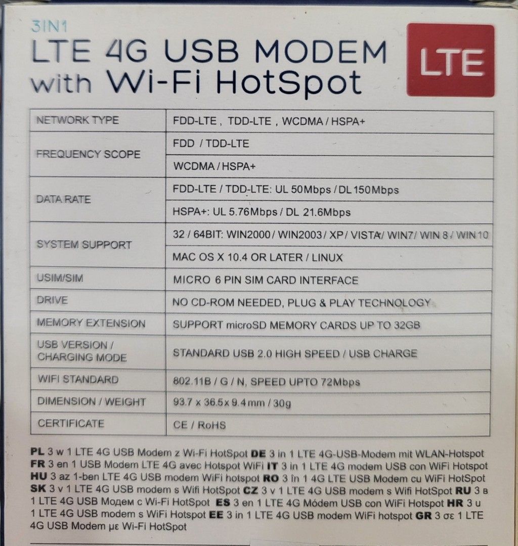 3 in 1 LTE 4G USB Modem with Wi-Fi hotSpot, Computers & Tech, Parts ...