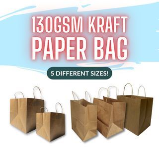 (5 sizes) 130GSM Kraft Rectangle Paper Bags for Take-away Boxes | Retail | Gift Bags | Cake Boxes