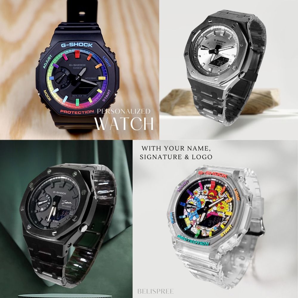 on OAK Watch G Shock Metal Black Rosegold Gold Custom name watch Personalized gift