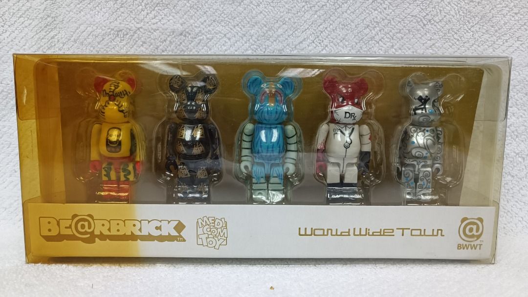 全新MEDICOM BE@RBRICK 100% BEARBRICK WORLD WIDE TOUR BWWT 5個盒裝_