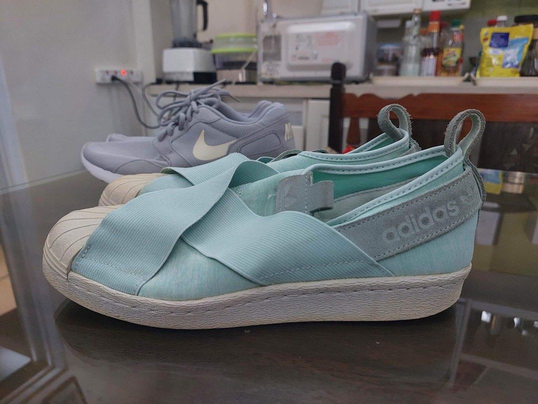 Adidas superstar slip on mint