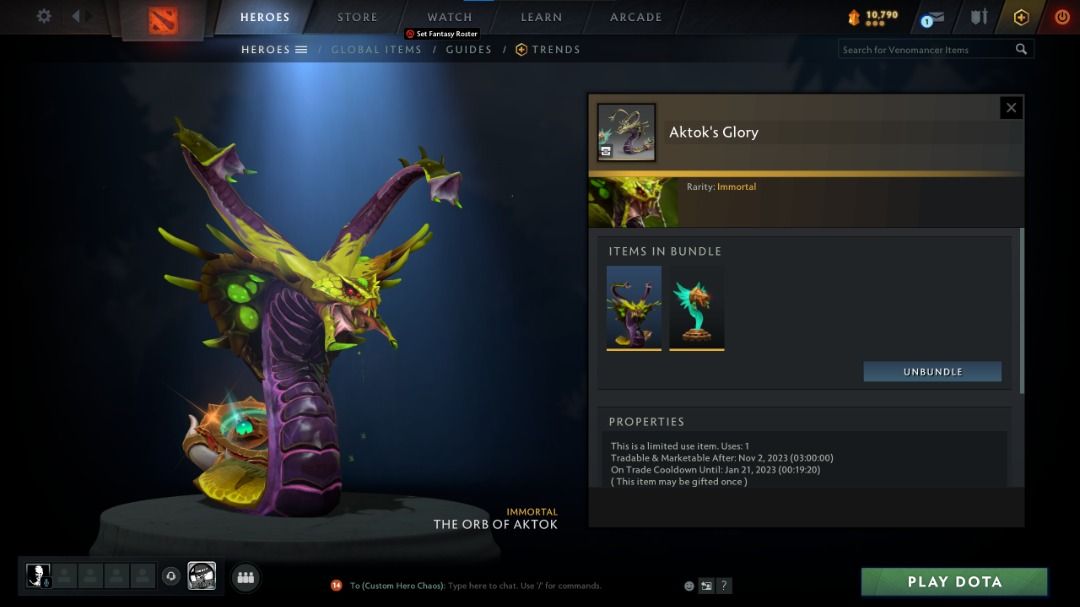 Aktok's Glory - Venomancer Immortal Set Dota 2 TI battle pass 🔥, Video ...