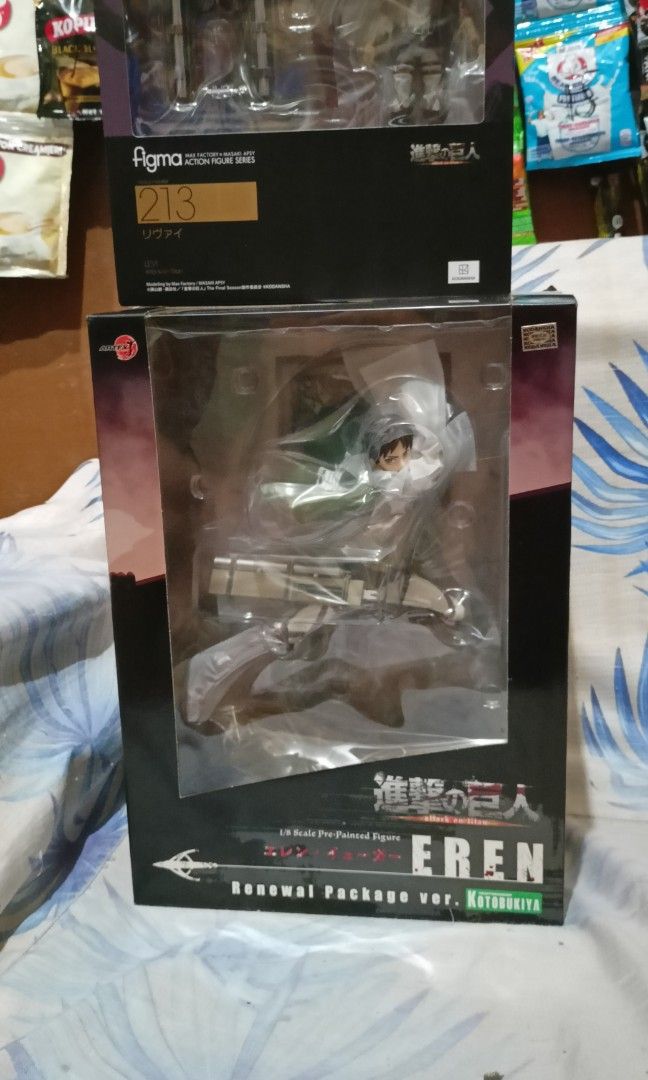 AOT Kotobukiya Eren Yeager and Levi Ackerman Figma, Hobbies & Toys ...
