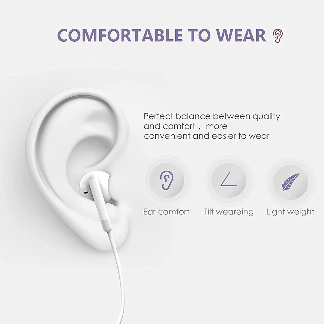 Apple MFi Certified Wired Earphones for iPhone HiFi Stereo Sound Headphones In Ear Stereo Noise Isolating Earbuds Mic Volume Control Compatible with iPhone13 12 Mini 11 Pro 10 XS Max XR 8 7 Audio Earp...
