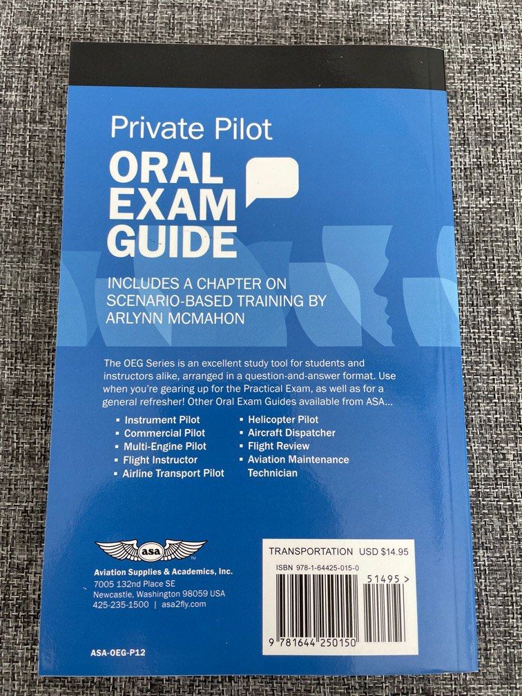 ASA Private Pilot Oral Exam Guide (12th edition), Hobbies & Toys, Books