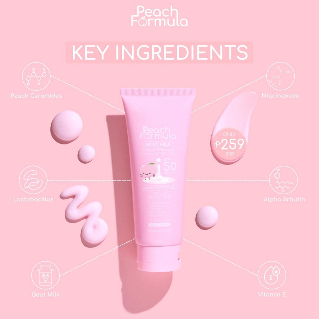 Authentic Peach Formula Body Milk Lotion Probiotic Beauty Bar Tone Up Sun Cream, Beauty