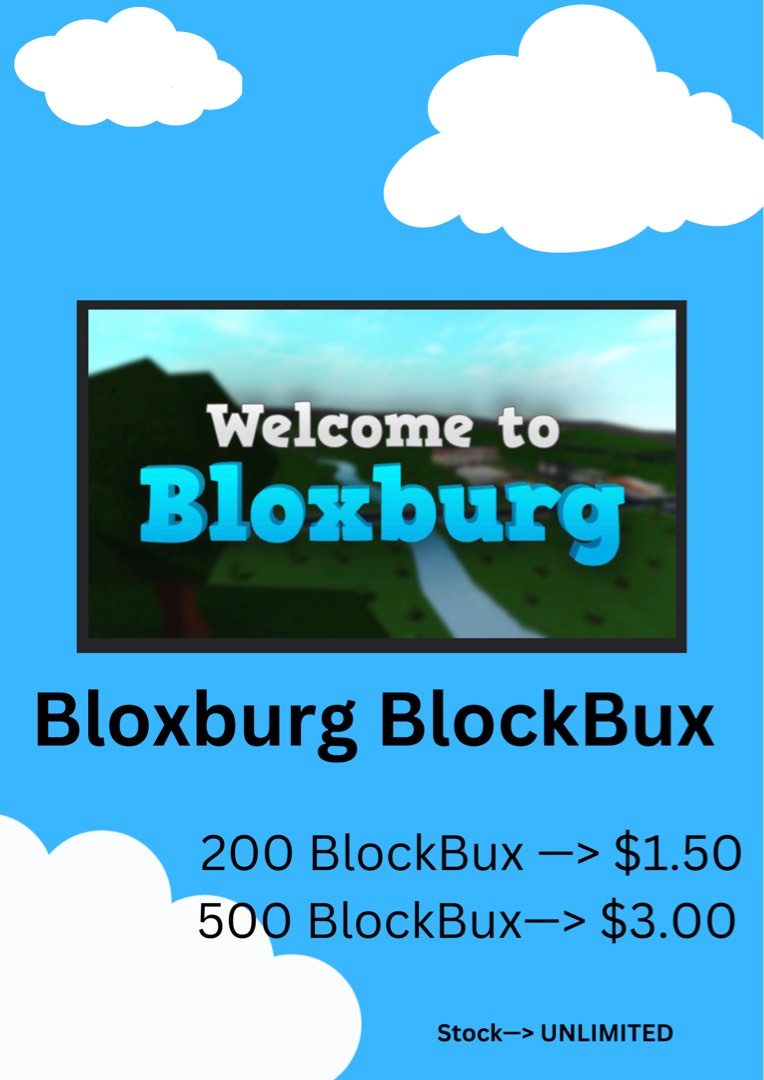 BloxBurg BlockBux, Everything Else On Carousell